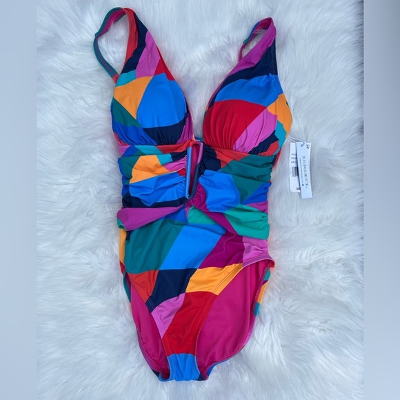 🆕 Bleu Rod Beattie Women's Geometric One-Piece Swimsuit One Piece Swim Size 6 - Picture 2 of 10